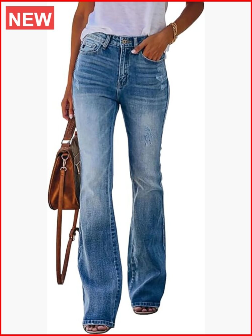 High Waisted Flare Bell Bottom Jeans Wide Leg Bootcut Stretchy Denim Pants